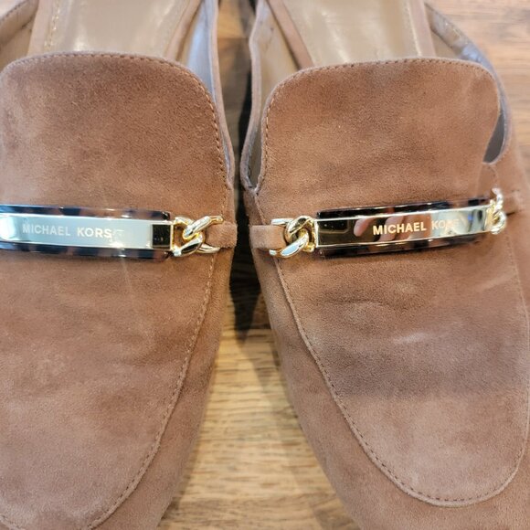 MICHAEL Michael Kors Nadia Brown Suede Slide/Slip On Shoes - Picture 4 of 13